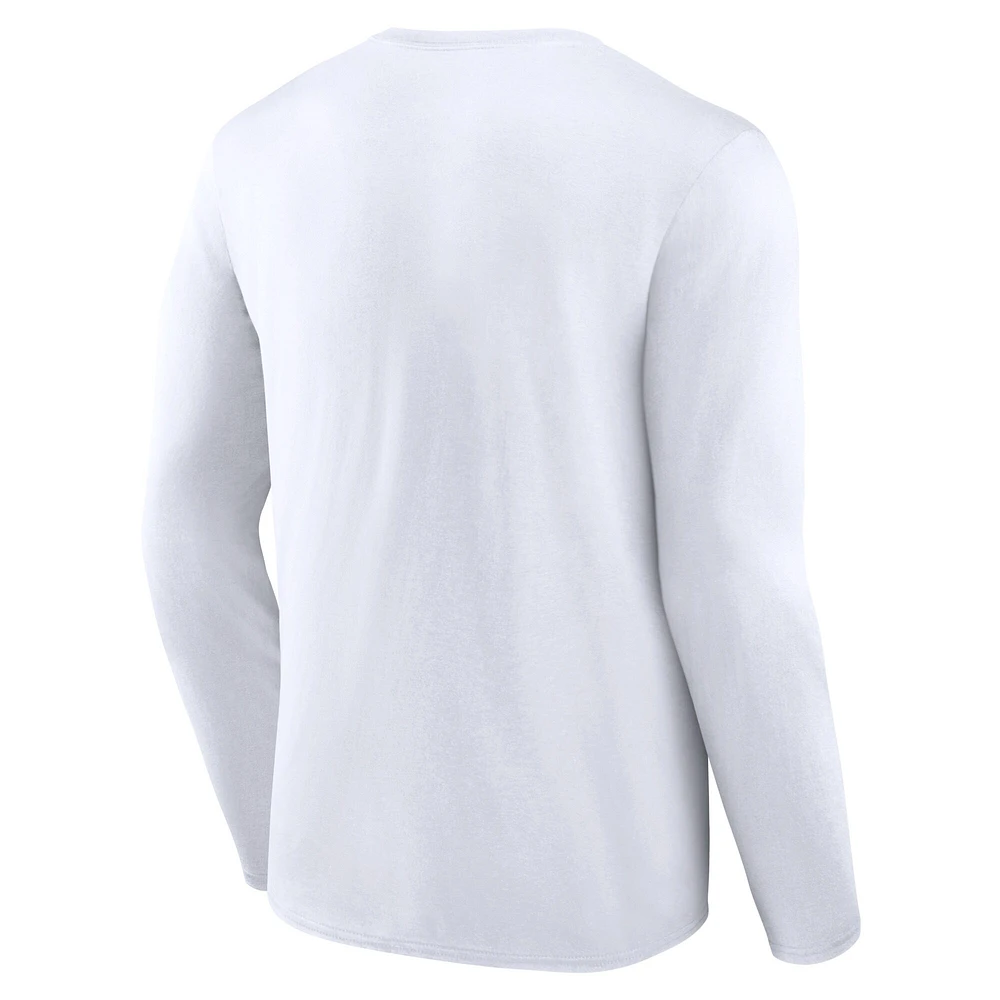 T-shirt à manches longues avec logo secondaire du club de hockey l'Utah Fanatics pour hommes, blanc