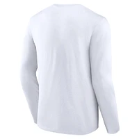 T-shirt à manches longues avec logo secondaire du club de hockey l'Utah Fanatics pour hommes, blanc