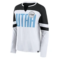 T-shirt à manches longues et col cranté pour femme Fanatics Utah Hockey Club blanc/noir Frozen
