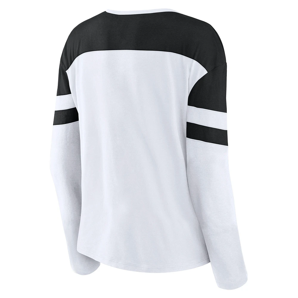 T-shirt à manches longues et col cranté pour femme Fanatics Utah Hockey Club blanc/noir Frozen