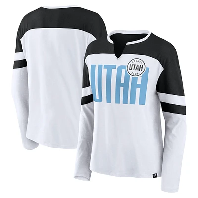 T-shirt à manches longues et col cranté pour femme Fanatics Utah Hockey Club blanc/noir Frozen