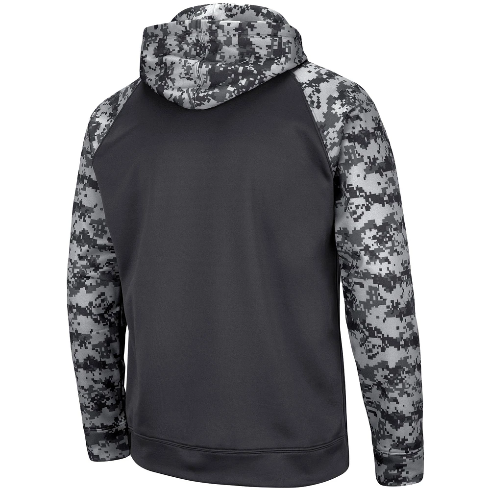 Men's Colosseum Charcoal Utah State Aggies OHT Military Appreciation Digital Camo Pullover Hoodie
