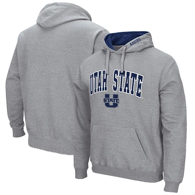 Colosseum Heathered Grey Utah State Aggies Arch and Logo Pull à capuche pour homme