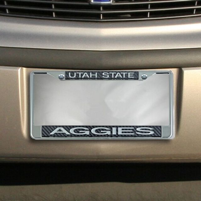 Cadre d'étiquette de voiture en carbone Aggies de l'état de l'Utah