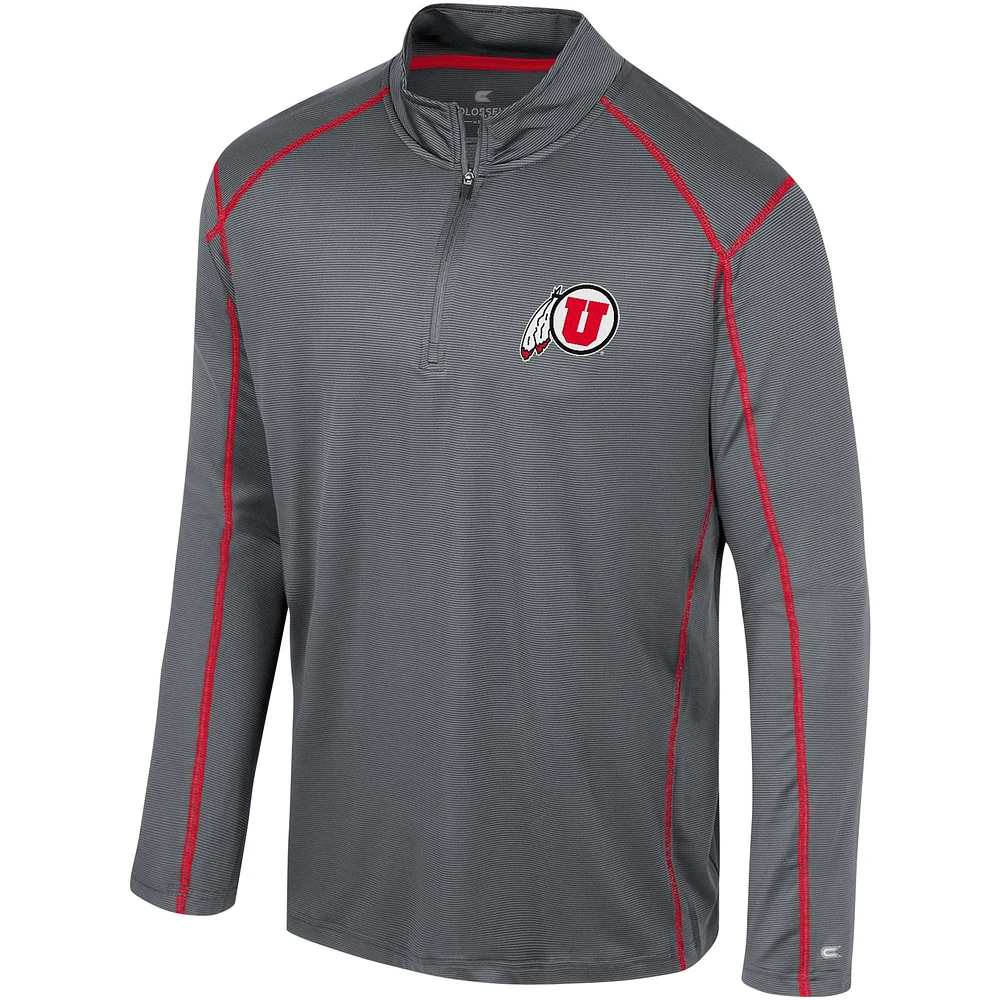 Men's Colosseum Black Utah Utes Cameron Quarter-Zip Windshirt