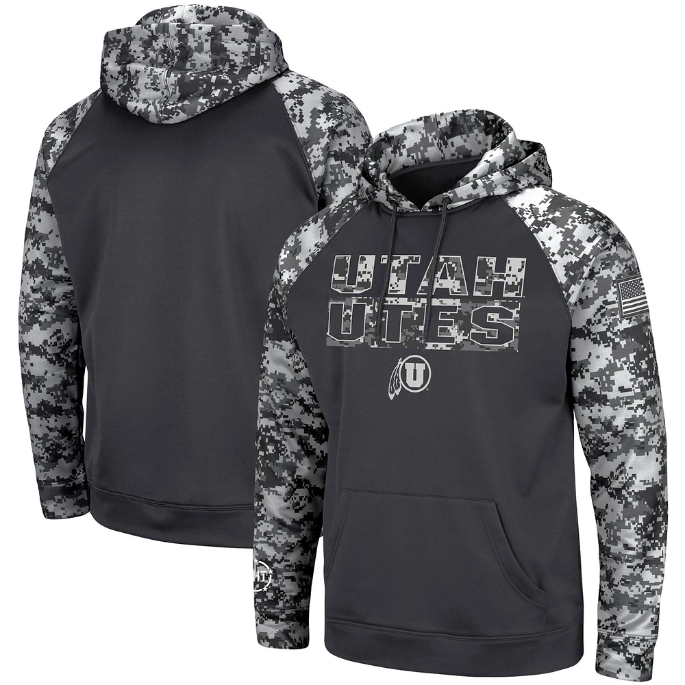 Colosseum Charcoal Utah Utes OHT Military Appreciation Digital Camo Sweat à capuche pour homme