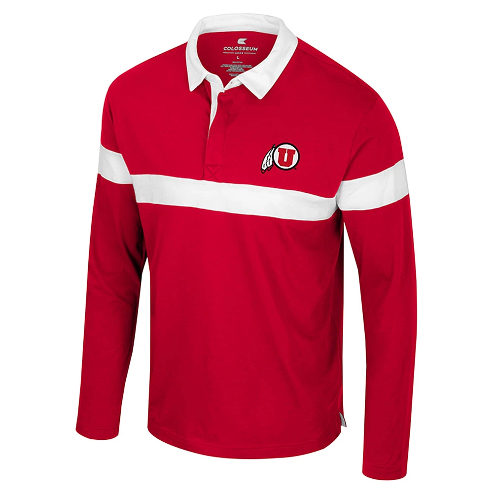 Men's Colosseum  Red Utah Utes Too Cool For School Long Sleeve Polo