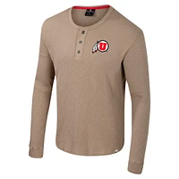 Men's Colosseum  Tan Utah Utes Great Outdoors Henley Long Sleeve Shirt