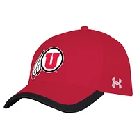 Men's Under Armour  Red Utah Utes Sideline Blitzing Accent Adjustable Hat
