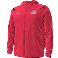 Men's Under Armour Red Utah Utes Unstoppable Performance Fleece Hoodie Half-Zip Jacket
