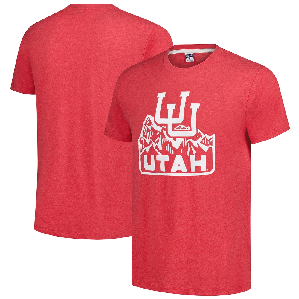 Unisex Charlie Hustle  Red Utah Utes Mountain Monogram Tri-Blend T-Shirt