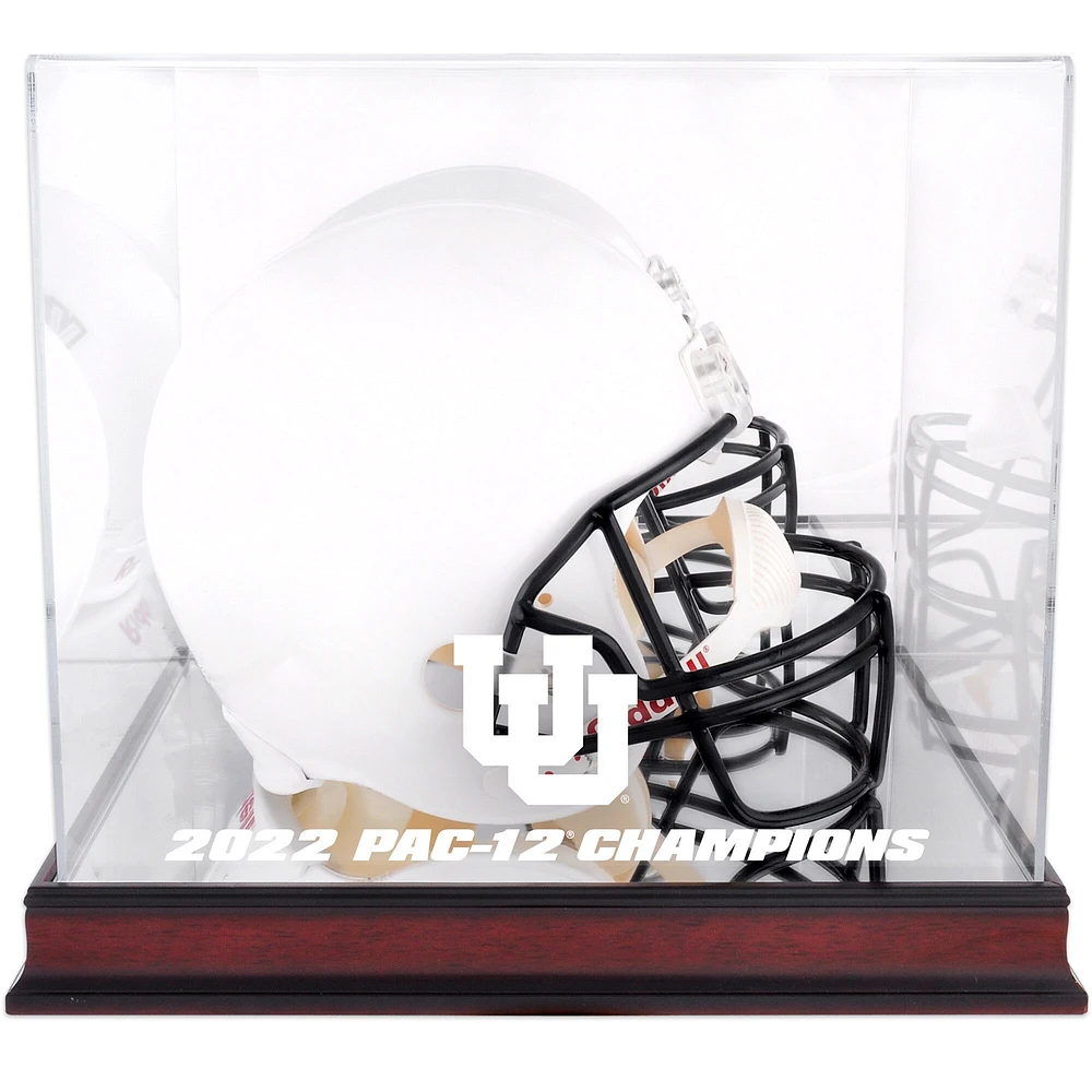 Utah Utes 2022 PAC-12 Football Conference Champions Mahogany Helmet Logo Display Case