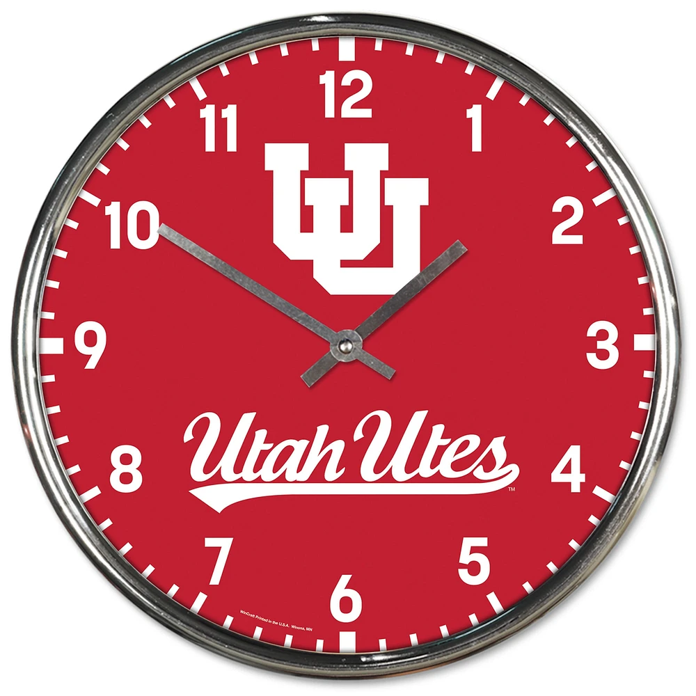 Horloge murale chromée WinCraft Utah Utes