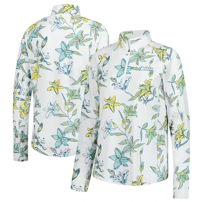 Women's Puma  White Valspar Championship You-V Lily Floral Quarter-Zip Pullover