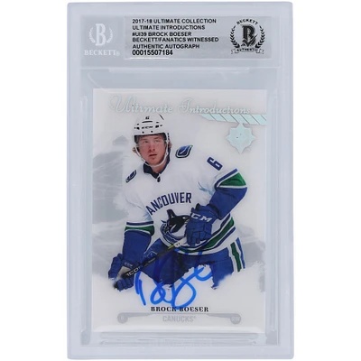 Carte de recrue autographiée 2017-18 Upper Deck Ultimate Collection Ultimate Introductions #UI-39 Beckett Fanatics Witnessed Authenticated 10 Rookie Card de Brock Boeser Vancouver Canucks