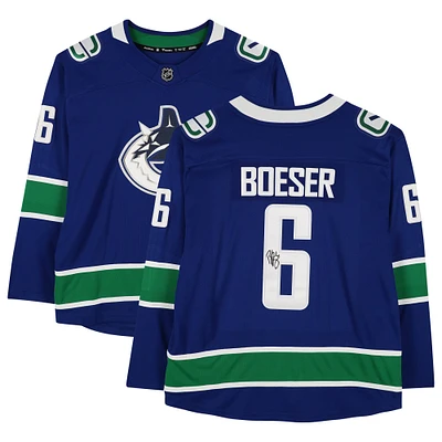 Maillot Breakaway Blue Fanatics autographié des Canucks de Vancouver par Brock Boeser