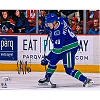 Elias Pettersson Vancouver Canucks Autographed 8" x 10" Blue Jersey Shooting Photograph