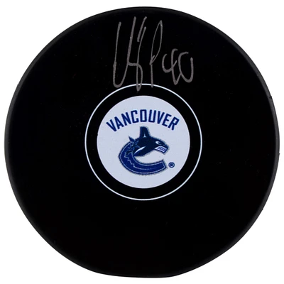 Elias Pettersson Vancouver Canucks Autographed Logo Puck