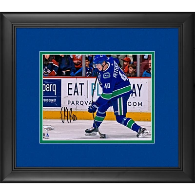 Elias Pettersson Vancouver Canucks Framed Autographed 8" x 10" Blue Jersey Shooting Photograph