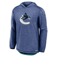 Men's Fanatics  Blue Vancouver Canucks Authentic Pro Rink Lightweight Pullover Hoodie