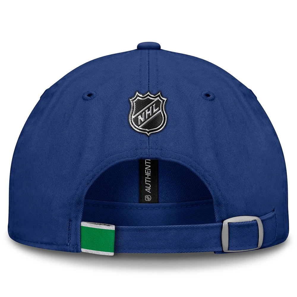 Men's Fanatics Blue Vancouver Canucks Authentic Pro Rink Prime Adjustable Hat