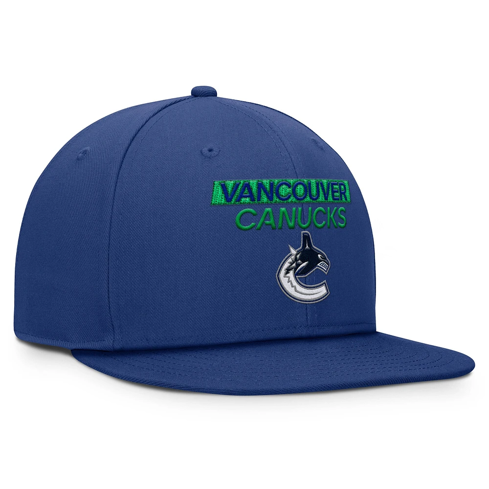 Men's Fanatics Blue Vancouver Canucks Authentic Pro Rink Prime Snapback Hat