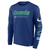 Men's Fanatics Blue Vancouver Canucks Strike the Goal Long Sleeve T-Shirt