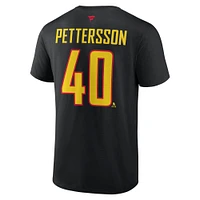 Men's Fanatics Elias Pettersson Black Vancouver Canucks Authentic Stack Name & Number Alternate T-Shirt