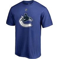 Men's Fanatics Elias Pettersson Blue Vancouver Canucks Team Authentic Stack Name & Number T-Shirt