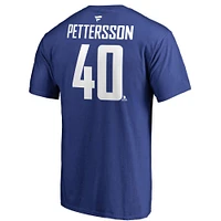 Men's Fanatics Elias Pettersson Blue Vancouver Canucks Team Authentic Stack Name & Number T-Shirt