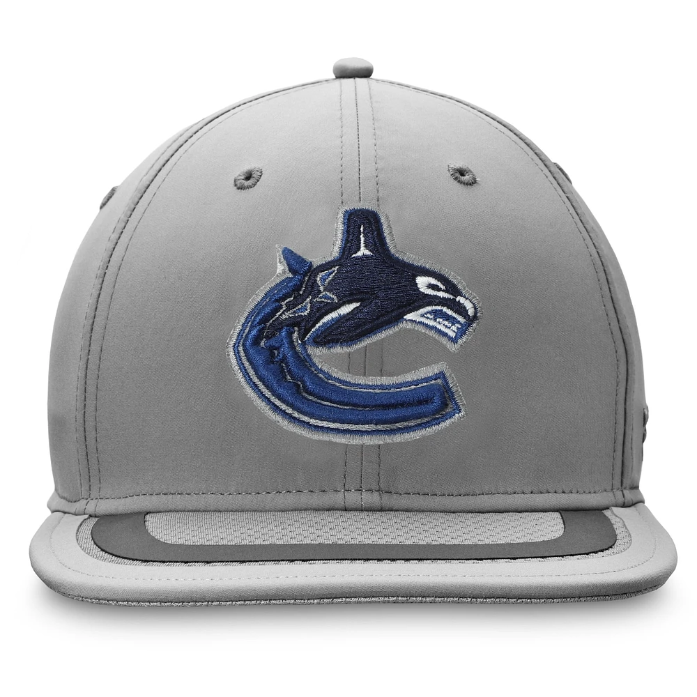 Men's Fanatics Gray Vancouver Canucks Authentic Pro Home Ice Snapback Hat