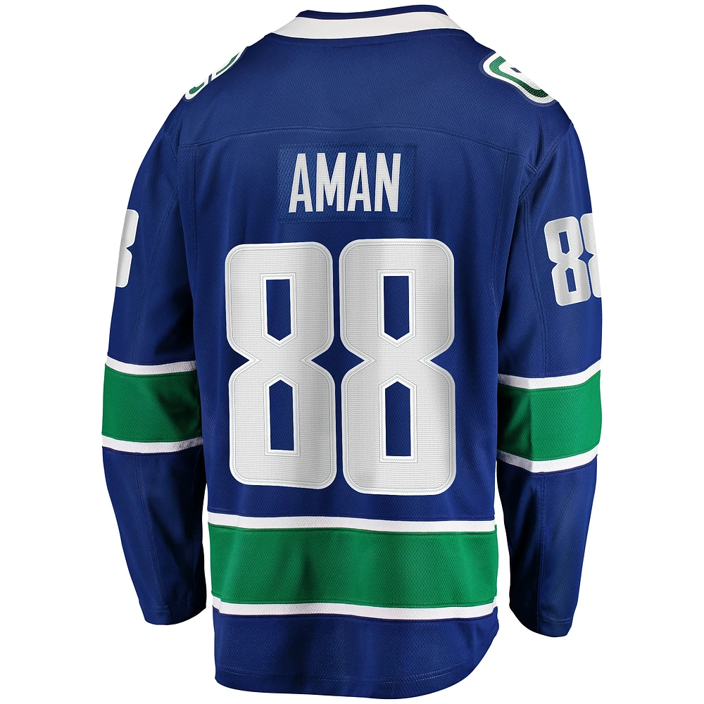 Men's Fanatics Nils Aman Blue Vancouver Canucks Home Premier Breakaway Player Jersey