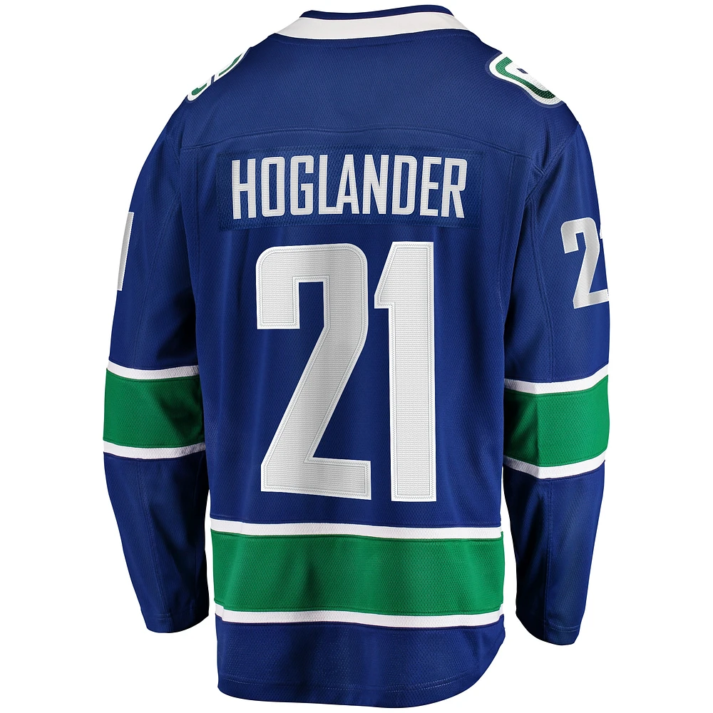 Men's Fanatics Nils Hoglander Blue Vancouver Canucks Home Premier Breakaway Player Jersey