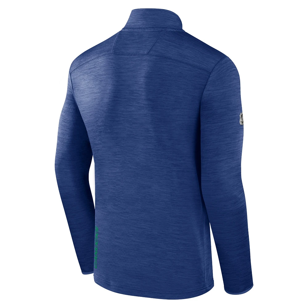 Men's Fanatics  Royal Vancouver Canucks Authentic Pro Quarter-Zip Pullover Top