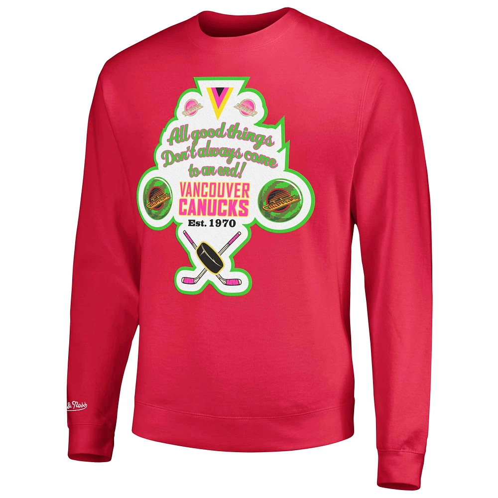 Men's Mitchell & Ness Pink Vancouver Canucks Watermelon Sugar High Pullover Sweatshirt