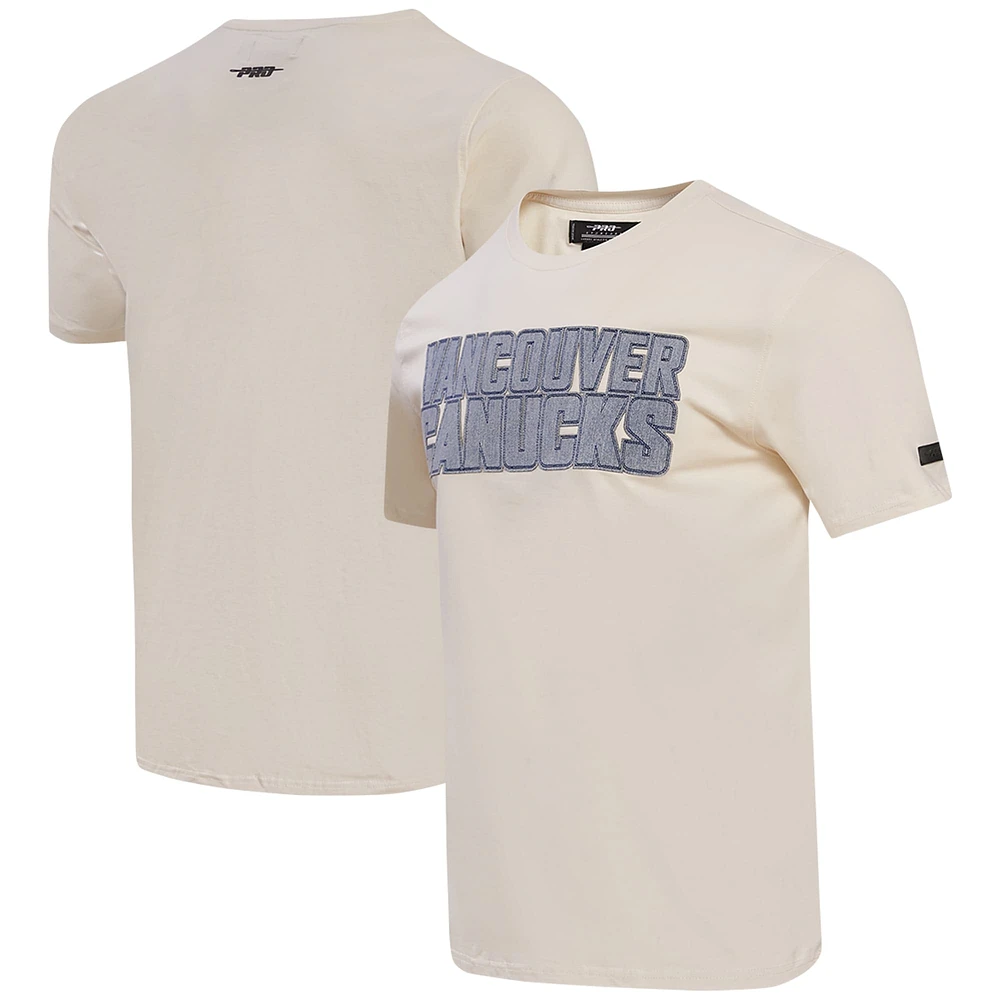 T-shirt Pro Standard Vancouver Canucks Varsity Blues crème pour homme
