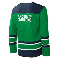 Men's Starter Green Vancouver Canucks Cross-Check V-Neck - Long Sleeve T-Shirt