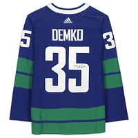 Thatcher Demko Vancouver Canucks Dédicacé Alternate Adidas Authentique Maillot Bleu