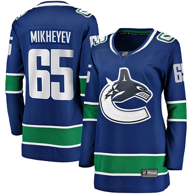 Maillot de joueur échappé à domicile Fanatics Ilya Mikheyev des Canucks Vancouver, bleu, pour femmes