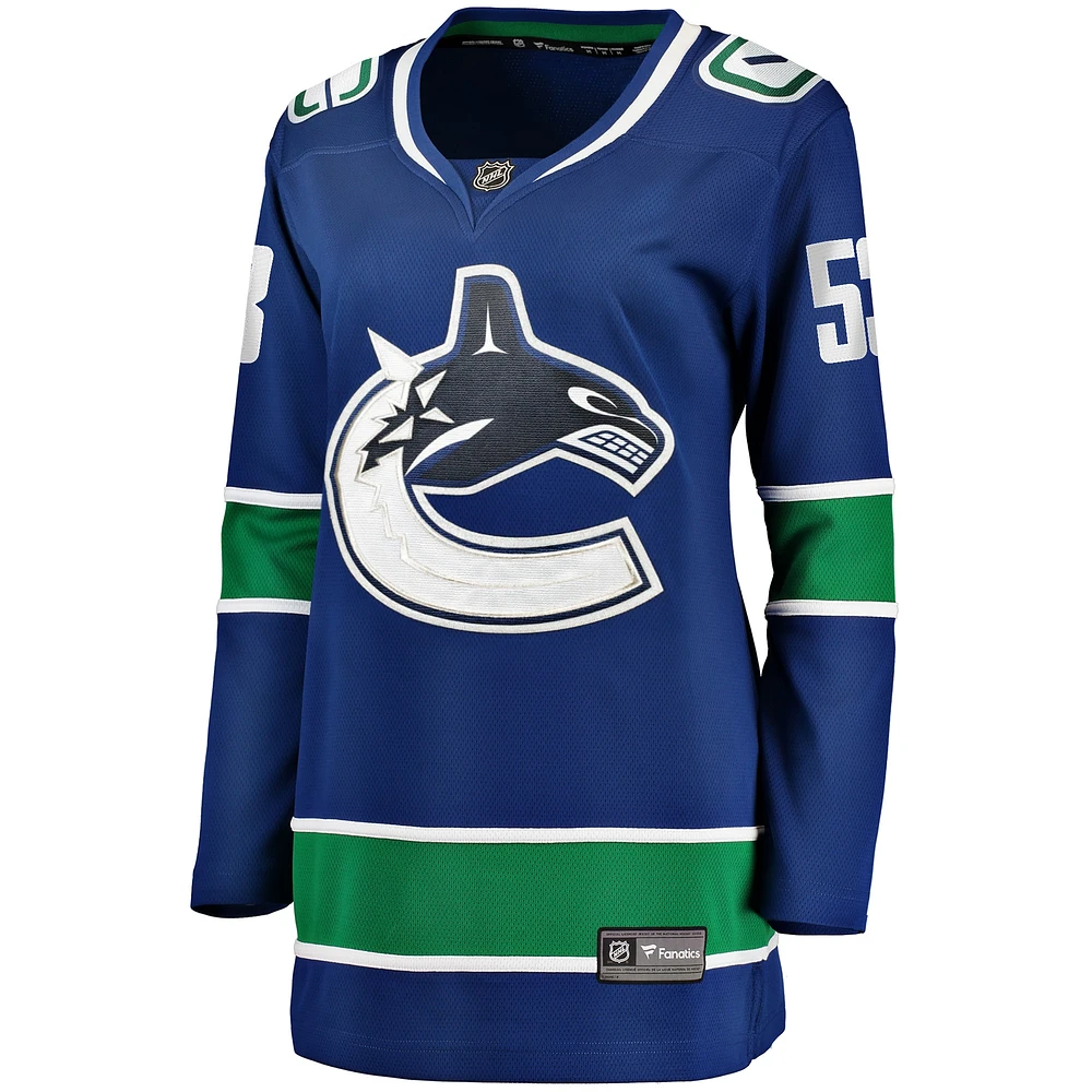 Women's Fanatics Teddy Blueger Blue Vancouver Canucks Home Breakaway Player Jersey