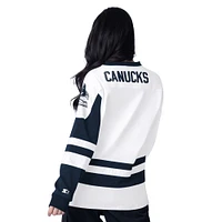 Women's Starter  White Vancouver Canucks Hat Trick Long Sleeve Lace-Up T-Shirt