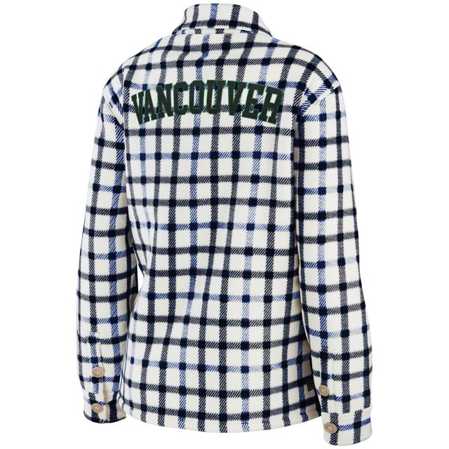 Women's WEAR by Erin Andrews Oatmeal Vancouver Canucks Plaid - Veste boutonnée