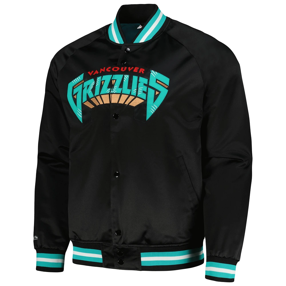 Men's Mitchell & Ness Vancouver Grizzlies Hardwood Classics Throwback Wordmark Raglan Full-Snap Jacket