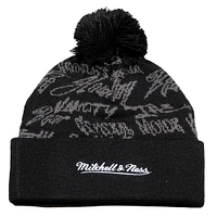 Men's Mitchell & Ness Black Vancouver Grizzlies Meaningful Words Cuffed Knit Hat with Pom