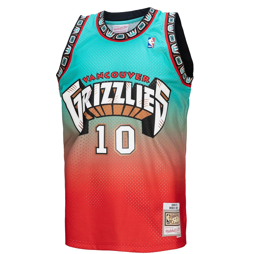 Men's Mitchell & Ness Mike Bibby Red/Teal Vancouver Grizzlies 1998/99 Hardwood Classics Fadeaway Swingman Player Jersey