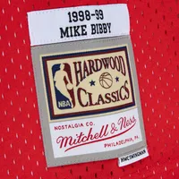 Men's Mitchell & Ness Mike Bibby Red/Teal Vancouver Grizzlies 1998/99 Hardwood Classics Fadeaway Swingman Player Jersey