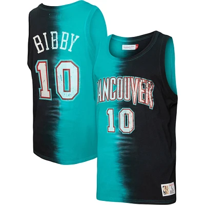Mitchell & Ness Mike Bibby Turquoise/Noir Vancouver Grizzlies Hardwood Classics Tie-Dye Nom et numéro pour homme - Débardeur