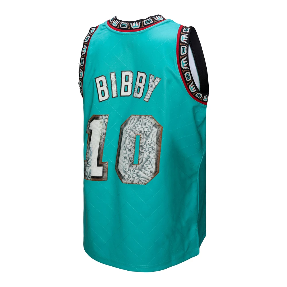 Men's Mitchell & Ness Mike Bibby Turquoise Vancouver Grizzlies 1998/99 Hardwood Classics 75th Anniversary Diamond Swingman - Jersey