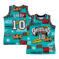 Men's Mitchell & Ness Mike Bibby Turquoise Vancouver Grizzlies 1998/99 Hardwood Classics Slap Sticker Swingman - Jersey