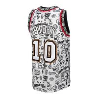 Men's Mitchell & Ness Mike Bibby White Vancouver Grizzlies 1998/99 Hardwood Classics Doodle Swingman - Jersey